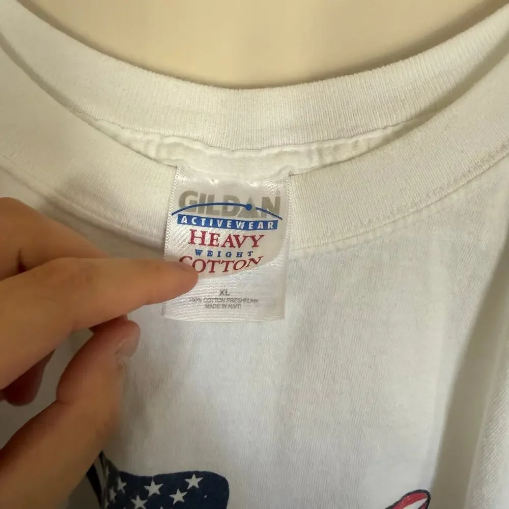 Vintage Cotton Gildan Heavyweight American Flag God Bless America T-Shirt XL - Picture 5 of 9